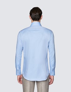 Men's Curtis Blue Twill Relaxed Slim Fit Shirt - High Collar