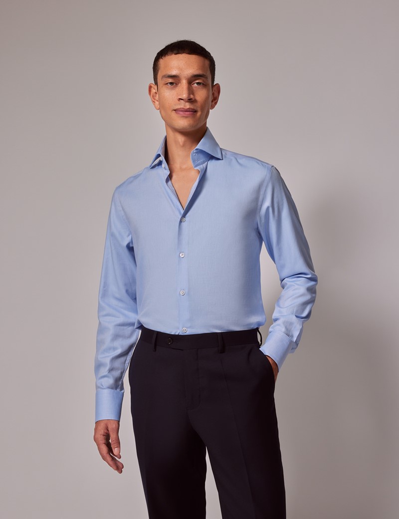 Men's Blue Cotton Twill Slim Shirt