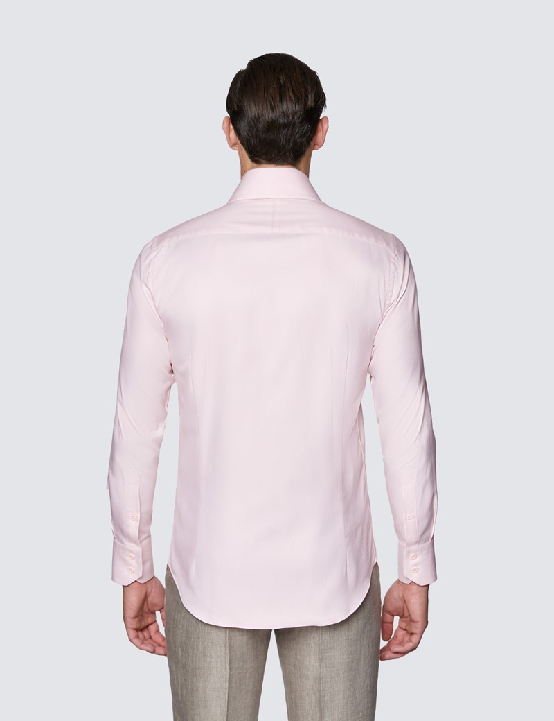 Men's Curtis Light Pink Twill Slim Fit Shirt - High Collar