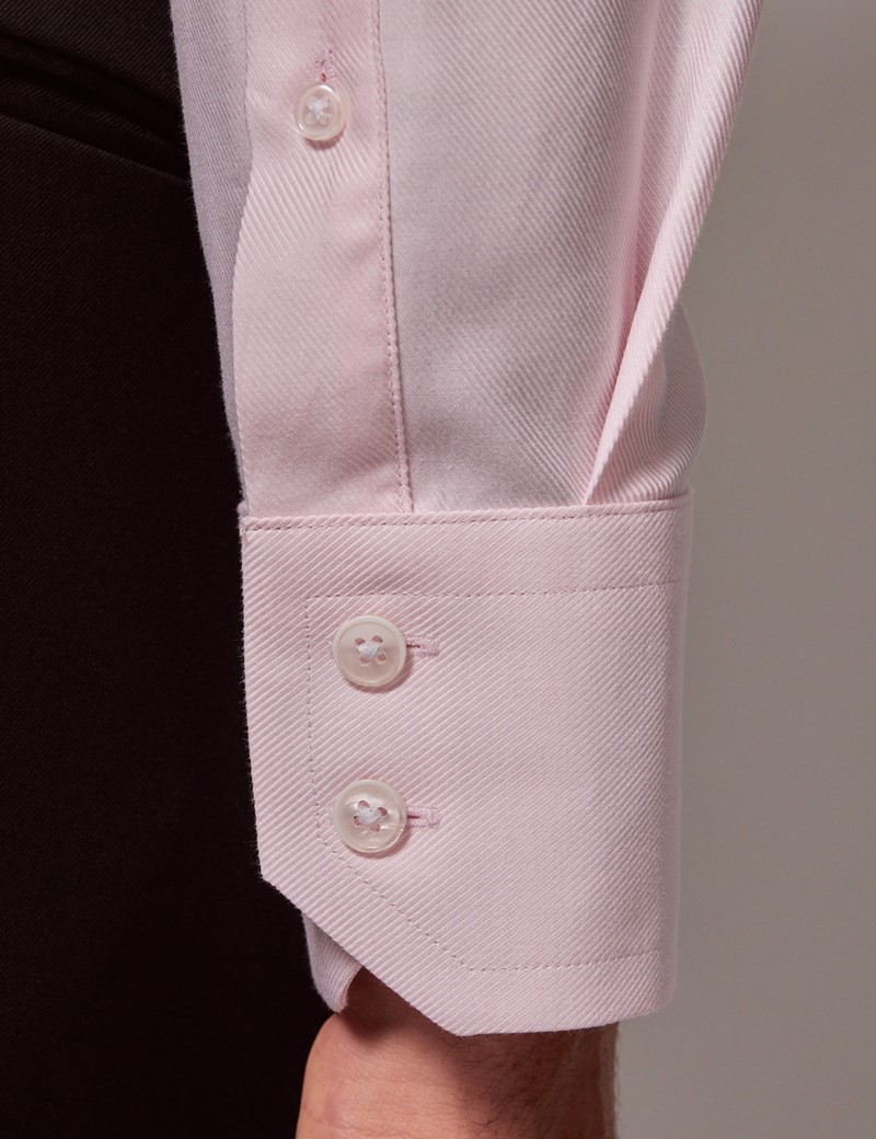 Men's Light Pink Twill Slim Fit Shirt - High Collar