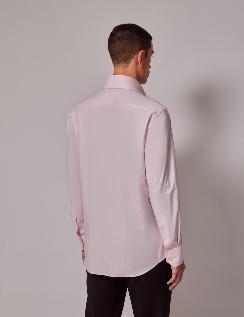 Men's Light Pink Twill Slim Fit Shirt High Collar