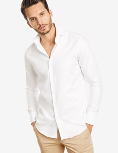 Men's Curtis White Twill Slim Fit Smart Casual Shirt - High Collar ...