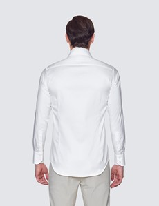 Men's Curtis White Twill Relaxed Slim Fit Shirt - High Collar 