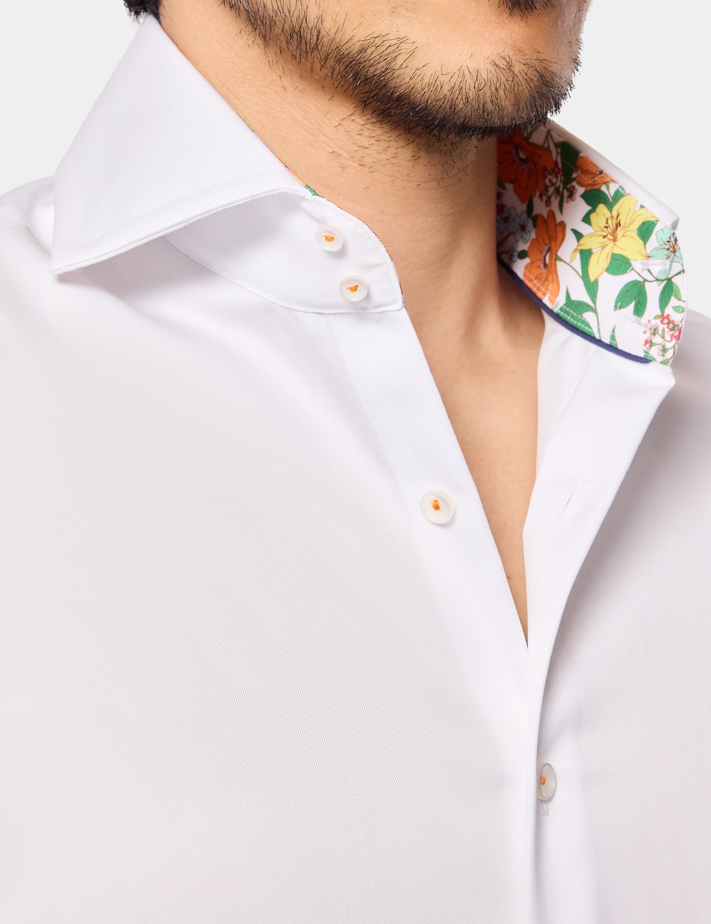 Hawes & Curtis Slim Fit White Twill Non-Iron Curtis Shirt | Contrast Detail Size: XXL image 3