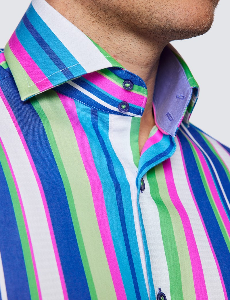 Men's Curtis Green \u0026 Blue Bold Stripe 