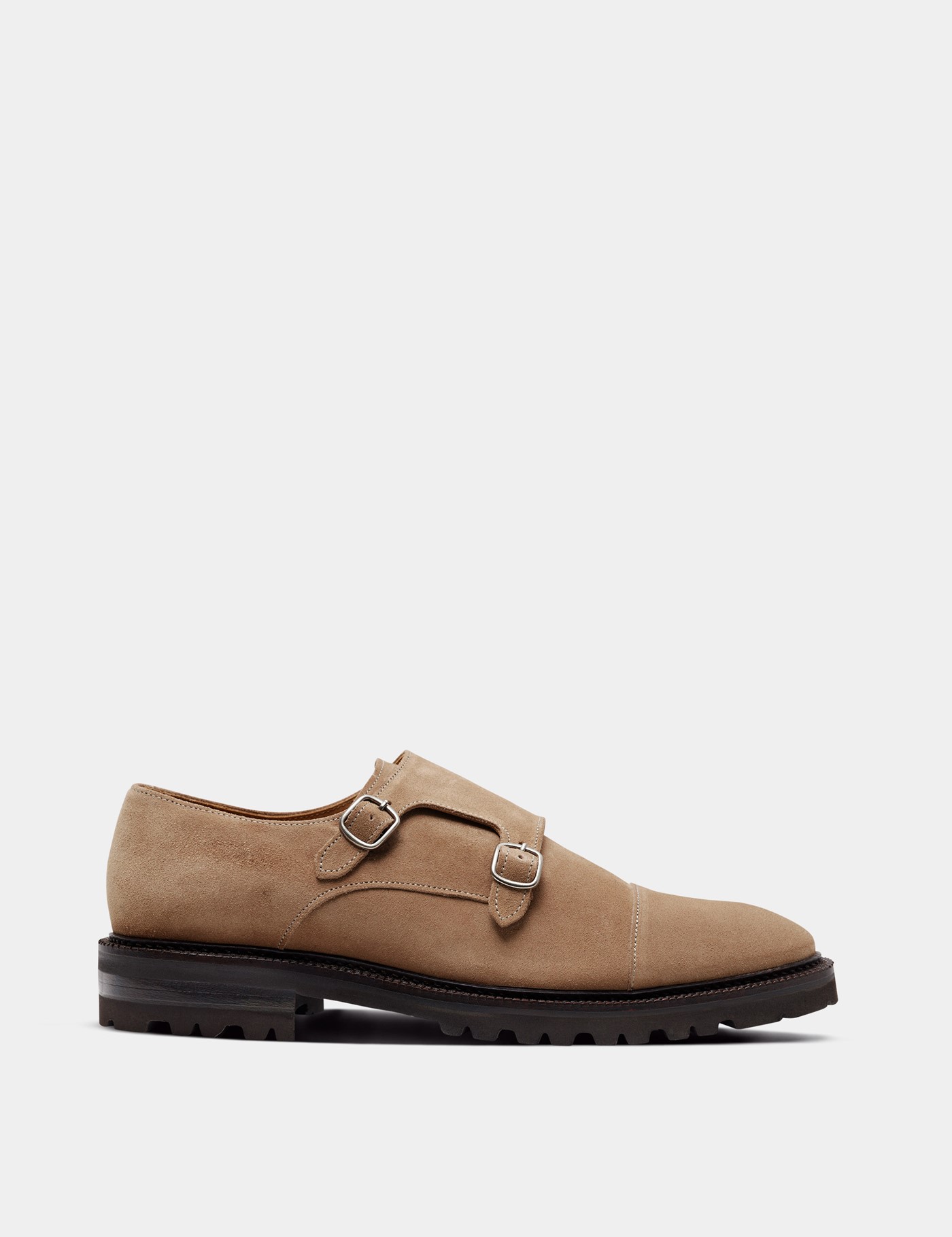 Hawes & Curtis Beige Chunky Monk Strap Shoe Size: 8.5