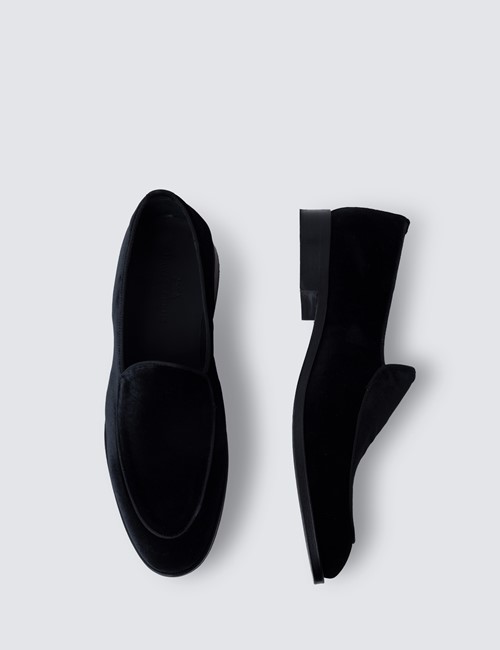 Men's Black Velvet Slip On Shoe