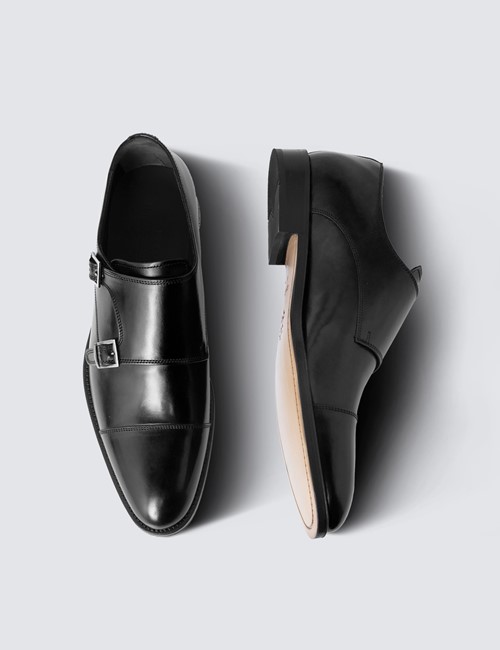 Black Leather Monk Shoes