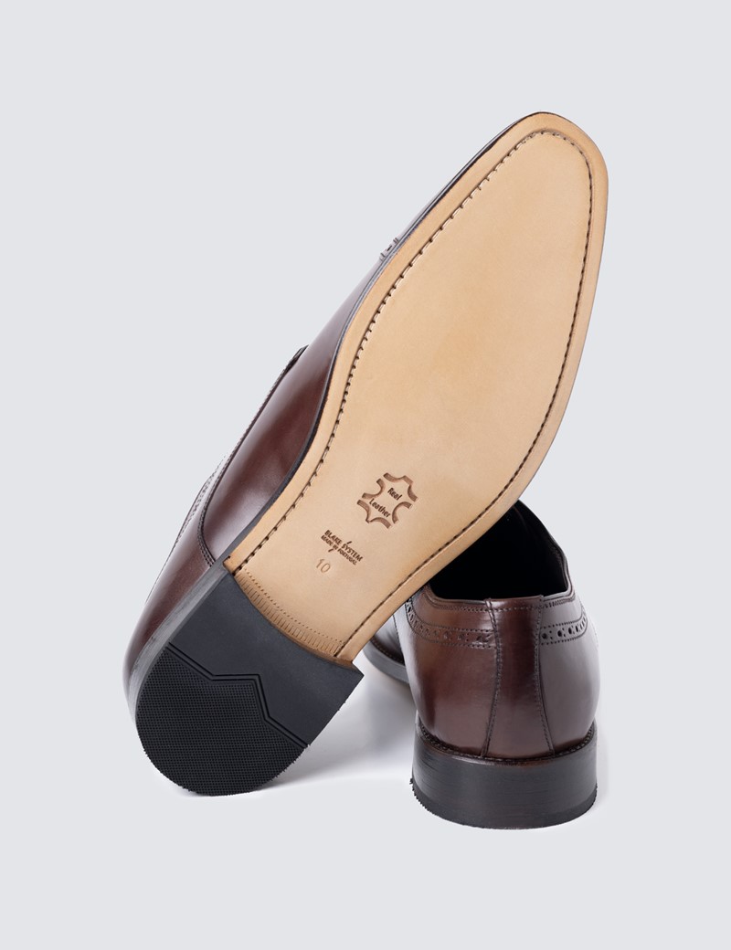 Business Schuhe – Semi Brogue Lochverzierung – Leder – dunkelbraun