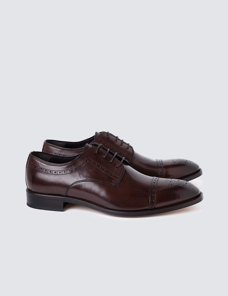 Business Schuhe – Semi Brogue Lochverzierung – Leder – dunkelbraun