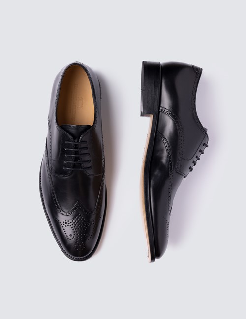 Business Schuhe – Full Brogue Lochverzierung – Leder – schwarz