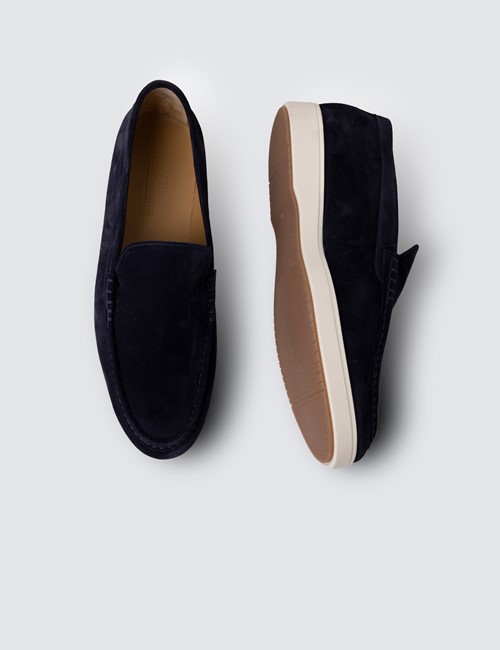 Men’s Navy Suede & Leather Casual Loafer