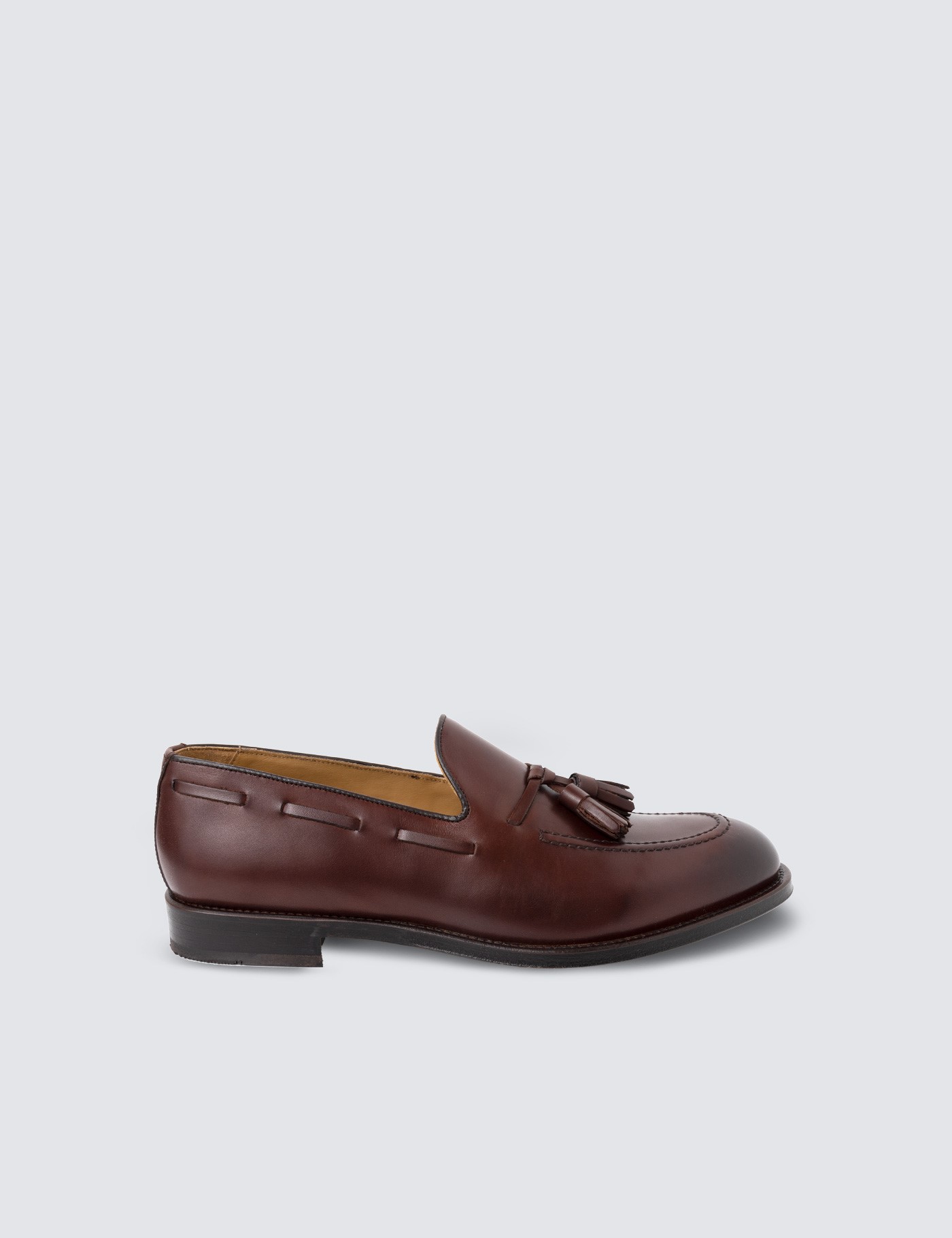 Men's Burgundy Leather Tassel Loafer | Hawes & Curtis