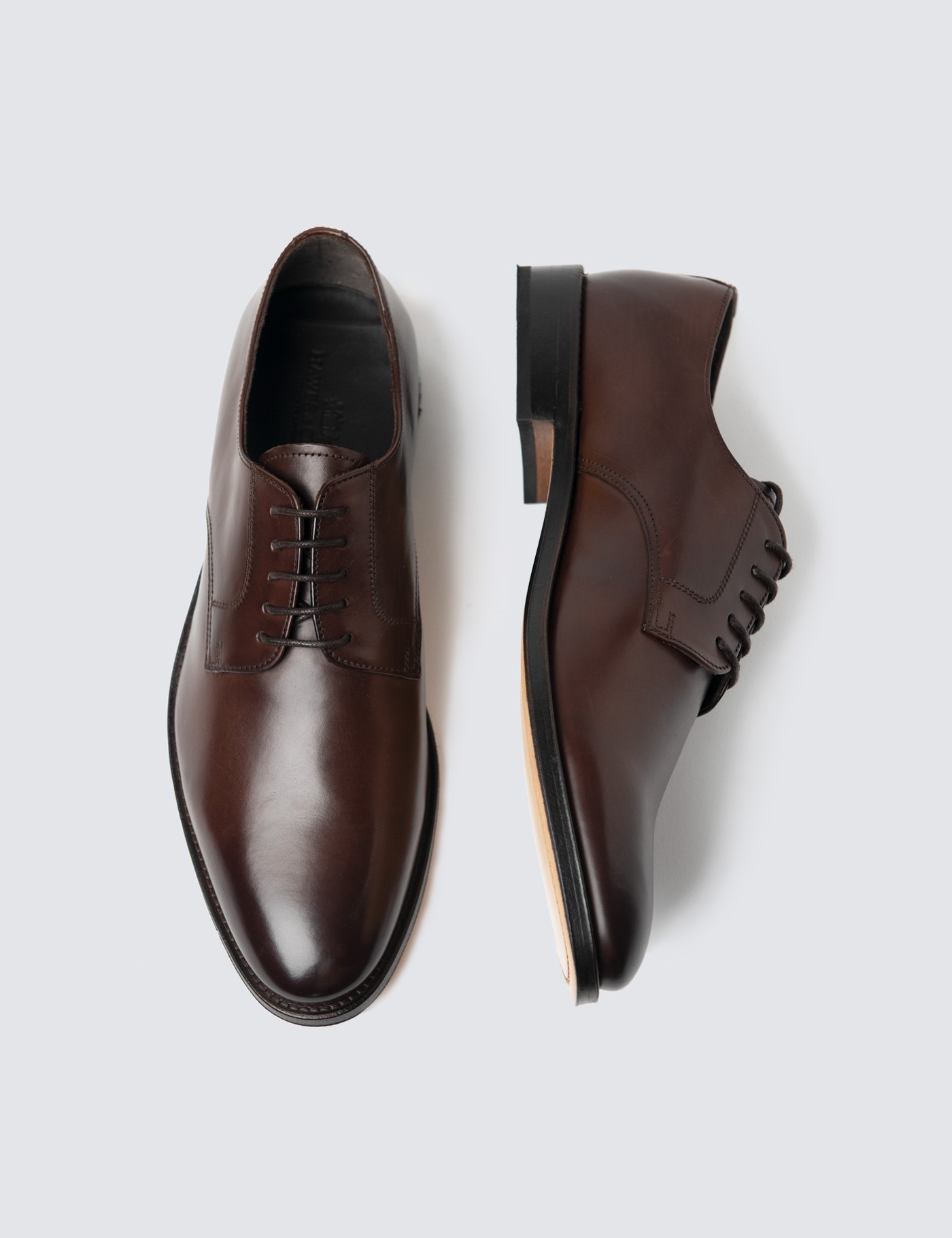 Leather Men's Shoe with Derby Lace Up in Brown | Hawes & Curtis | UK