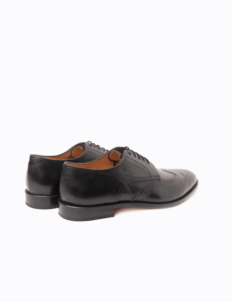 Men's Black Leather Derby Brogue Shoe