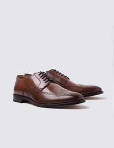 Men's Tan Leather Derby Brogue Shoe