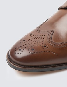Details about   Pure Handmade Tan & White Leather Lace up Brogue Shoes for Men's 