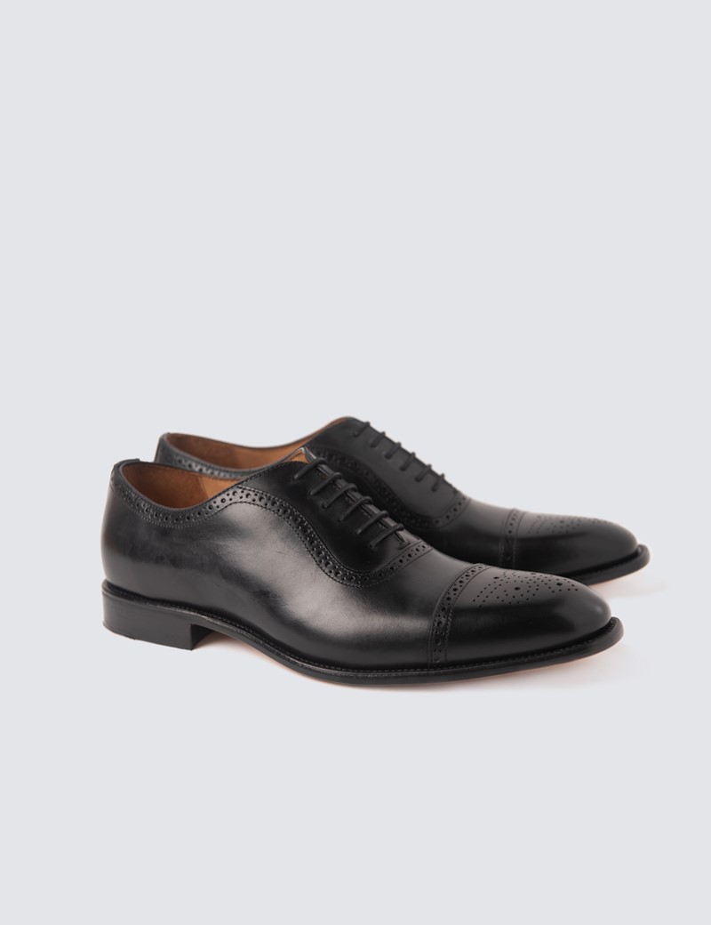 Business Schuhe – Captoe Oxford – semi-brogue Lochverzierung – Leder – schwarz