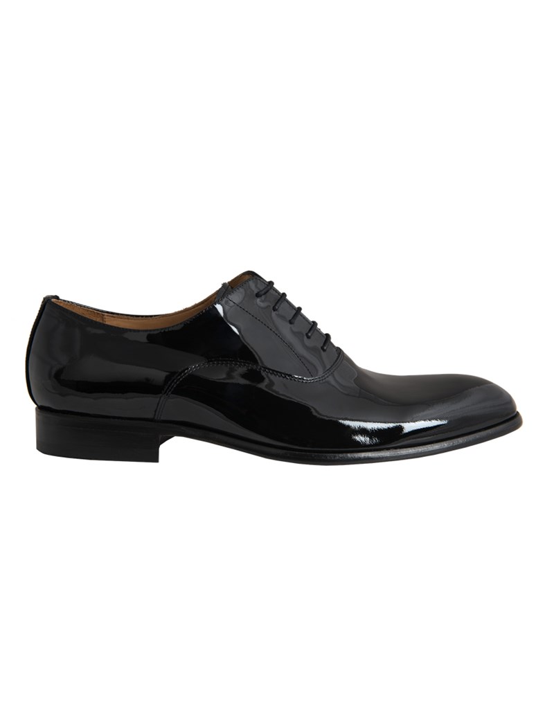 Men's Black Patent Lace Up Dress Shoe | Hawes & Curtis