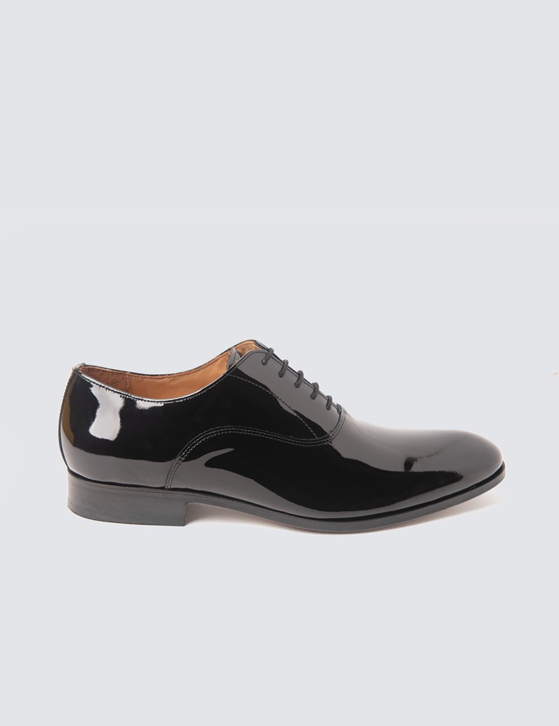 MENS SMART Shiny Black Patent Evening Oxford Tie Shoes Size 6 7 8 9 10 11 12 