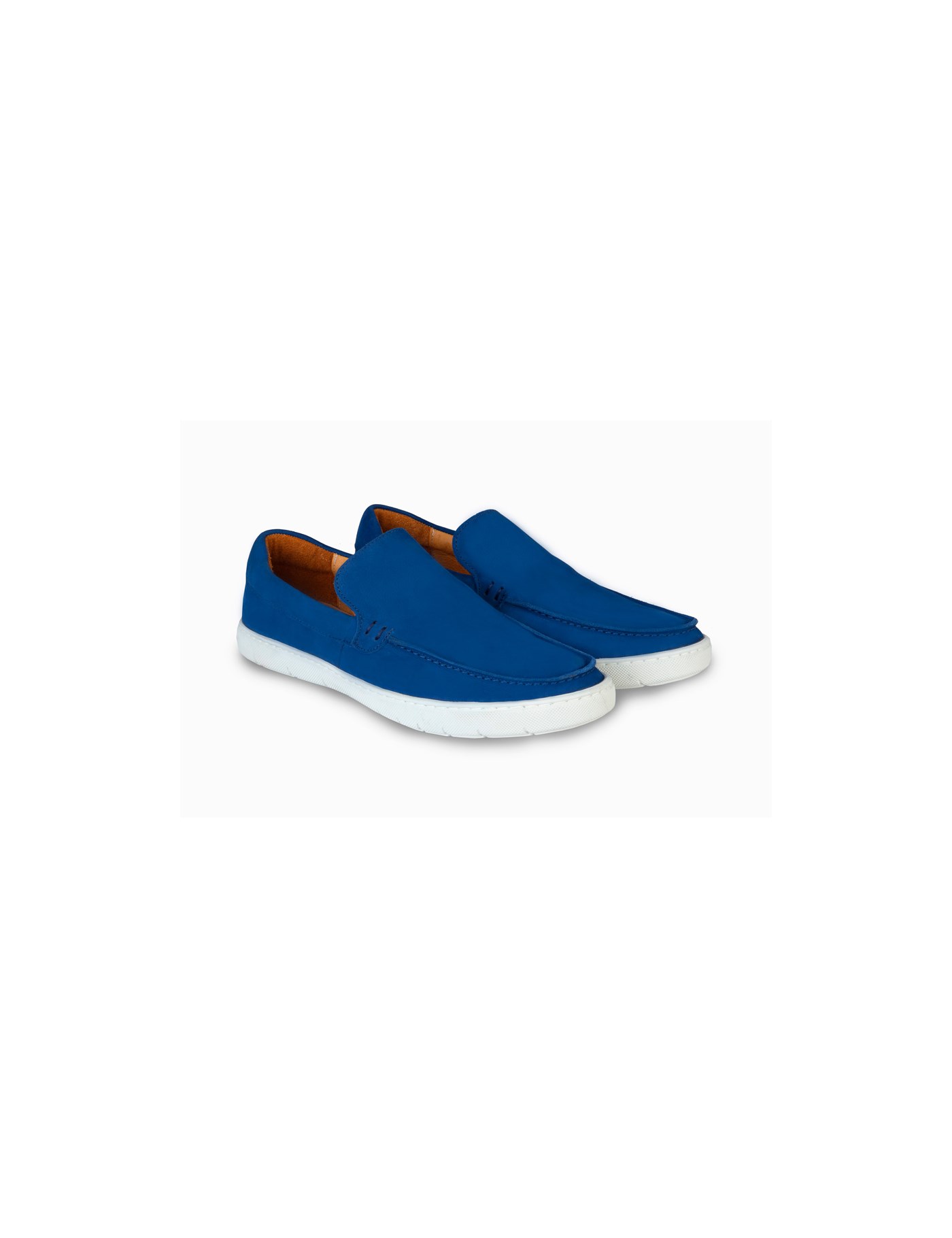 Men's Blue Suede Slip On Deck Shoe | Hawes & Curtis