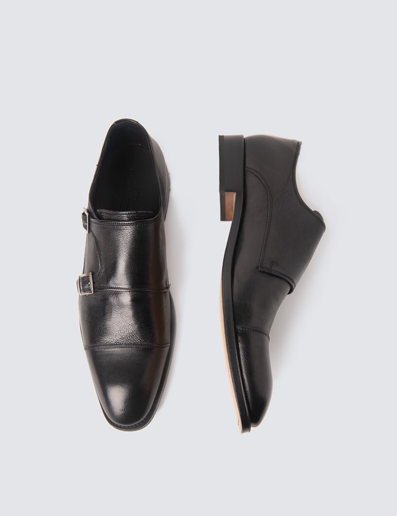 Men's Black Leather Monk Shoe 
