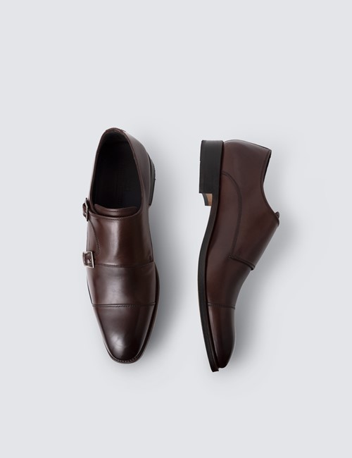 Business Schuhe – Doppelter Monk – Leder – Dunkelbraun