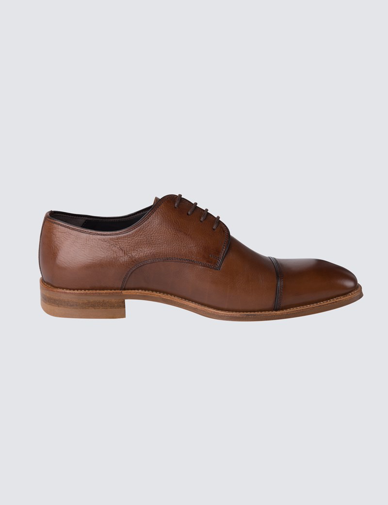 Men's Tan Leather Oxford Toe Cap Shoe | Hawes & Curtis