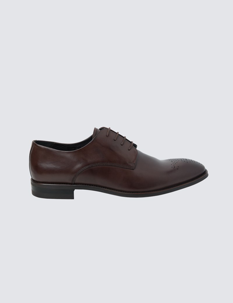 Men's Brown Leather Wholecut Shoes | Hawes & Curtis