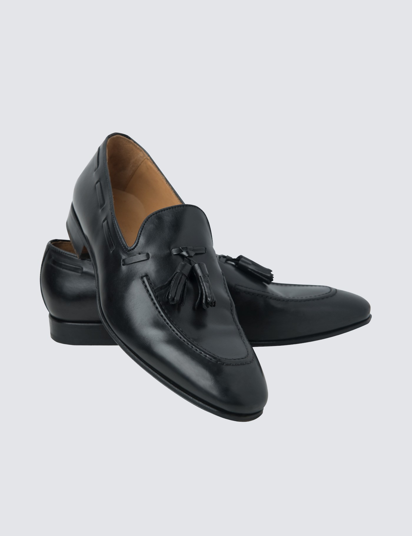 Men's Black Leather Tassel Loafer | Hawes & Curtis