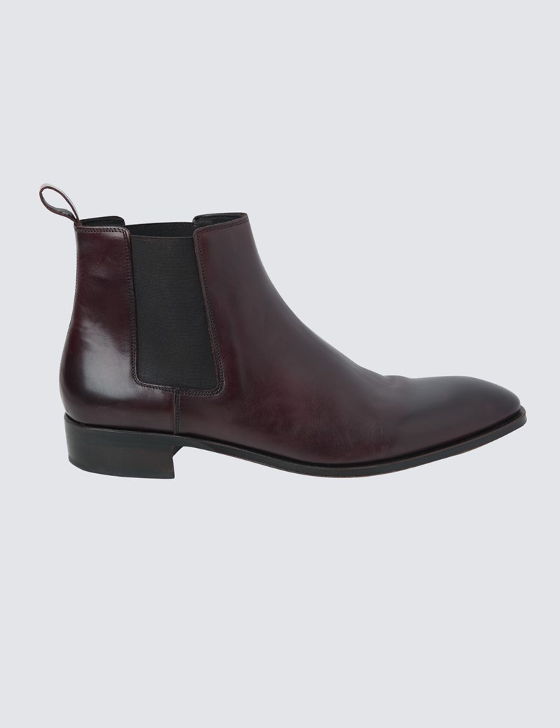 Men's Ox Blood Red Leather Chelsea Boot | Hawes & Curtis