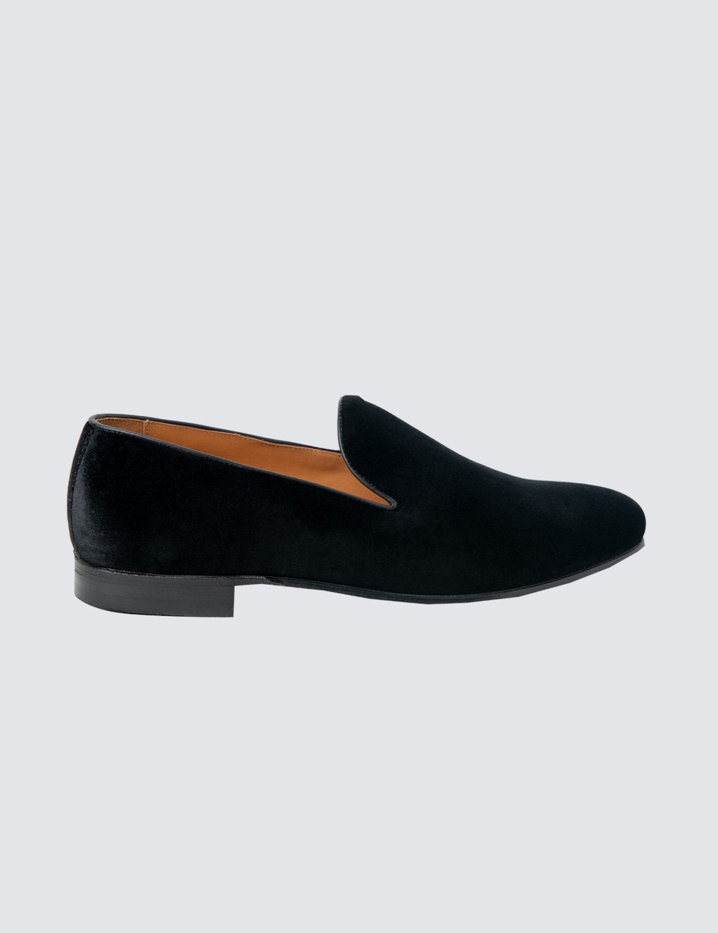 Velvet Men’s Loafers with Handmade Leather Sole in Black | Hawes ...