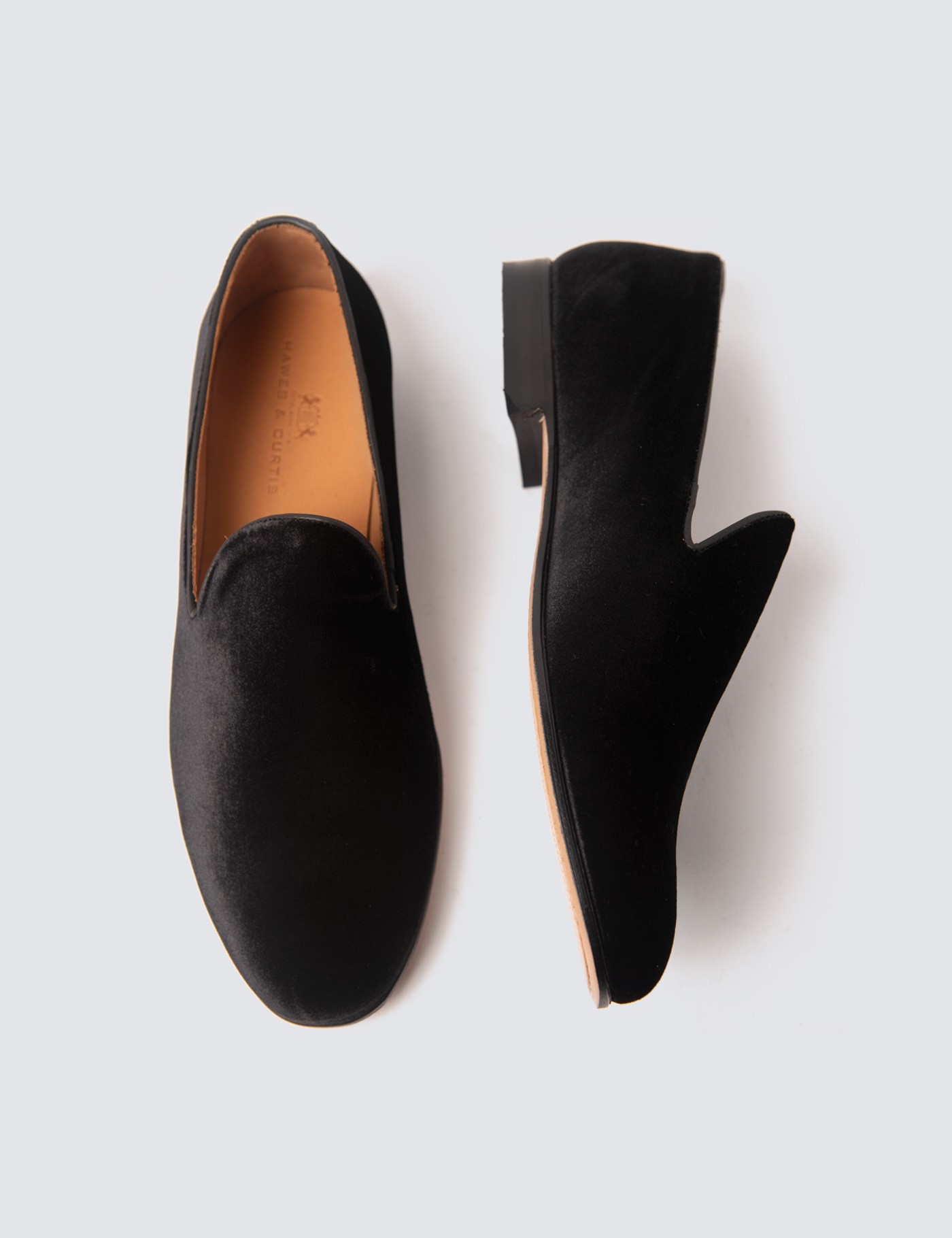 Velvet Men’s Loafers with Handmade Leather Sole in Black | Hawes ...