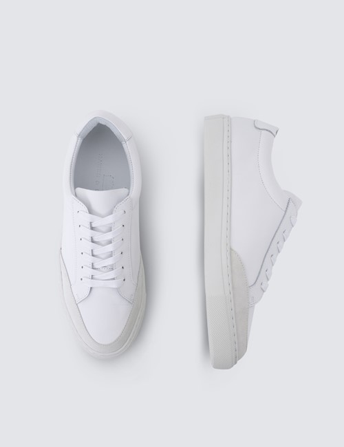 White Leather and Suede Trainers 