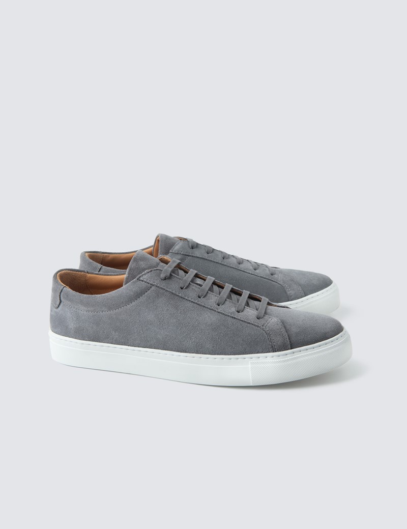 Suede & Leather Men's Trainers with Rubber outsole in Grey | Hawes ...