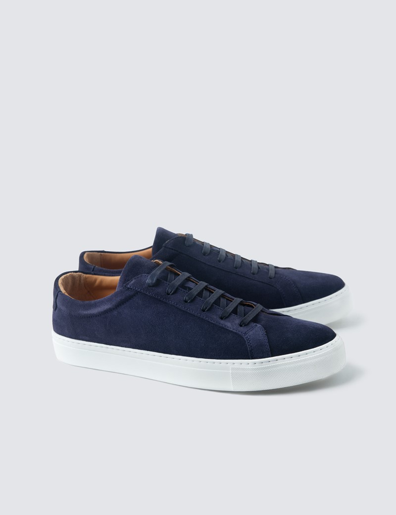 Suede & Leather Men's Trainers with Rubber outsole in Navy | Hawes ...