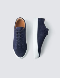 Suede & Leather Men's Trainers with Rubber outsole in Navy | Hawes ...