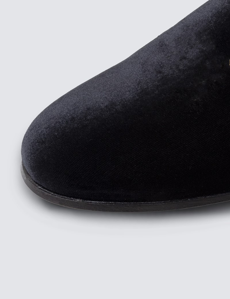 Men's Black Velvet Padded Loafer | Hawes & Curtis