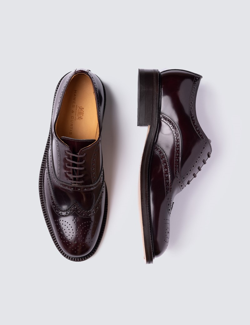 Men's Burgundy Leather Brogue Shoe