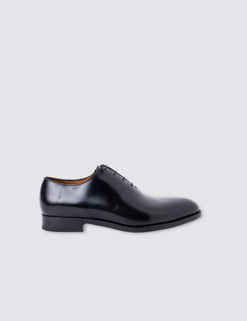 Men's Black Leather Wholecut Oxford Shoe | Hawes & Curtis