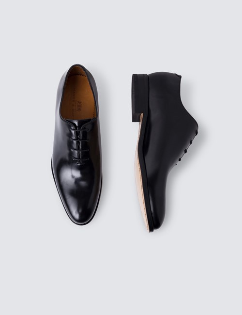 Men's Black Leather Wholecut Oxford Shoe