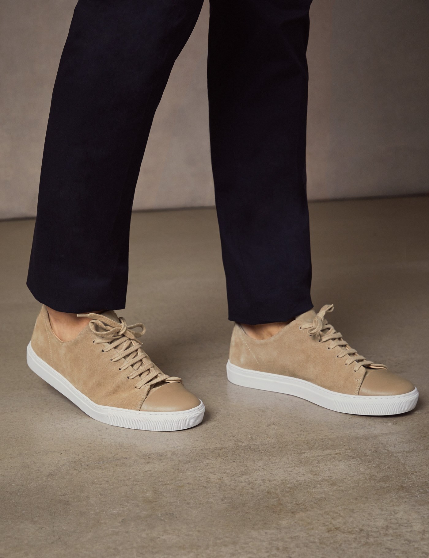 Men’s Tan Suede & Leather Trainers | Hawes & Curtis