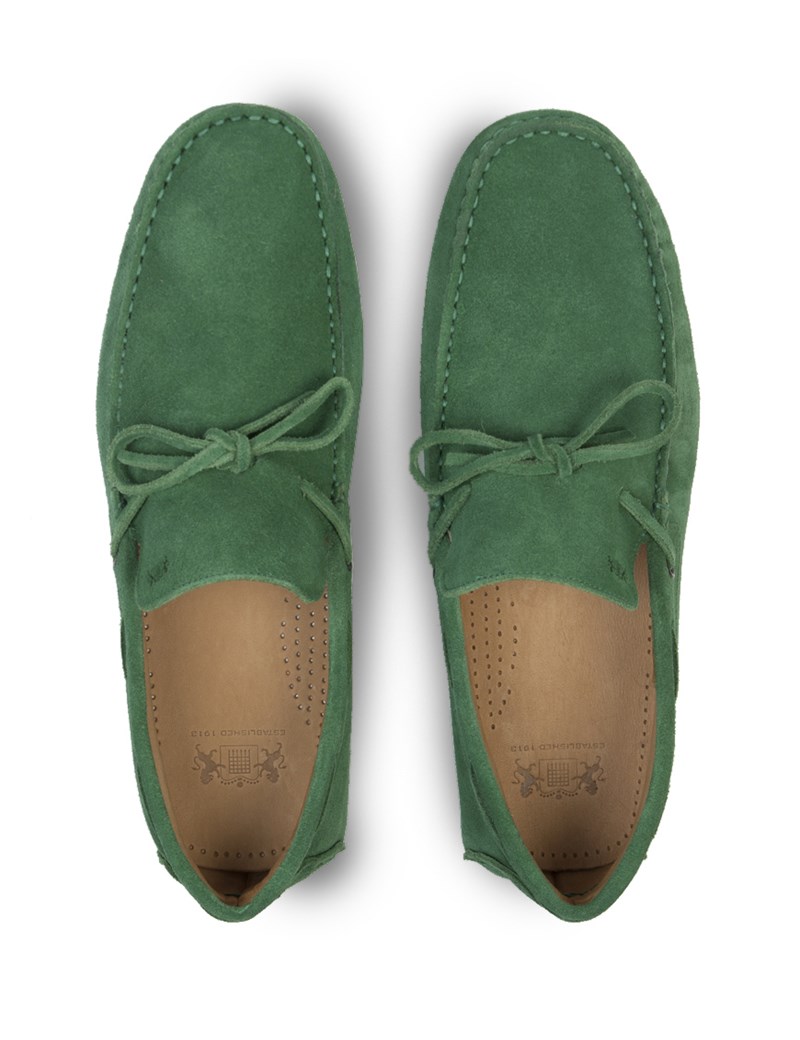Men's Green Suede Driving Shoe | Hawes & Curtis