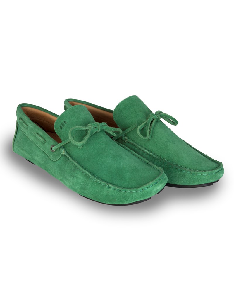 Men's Green Suede Driving Shoe | Hawes & Curtis