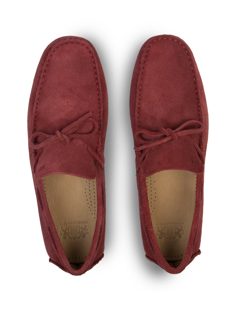 Mens Red Suede Driving Shoe Hawes And Curtis 2431