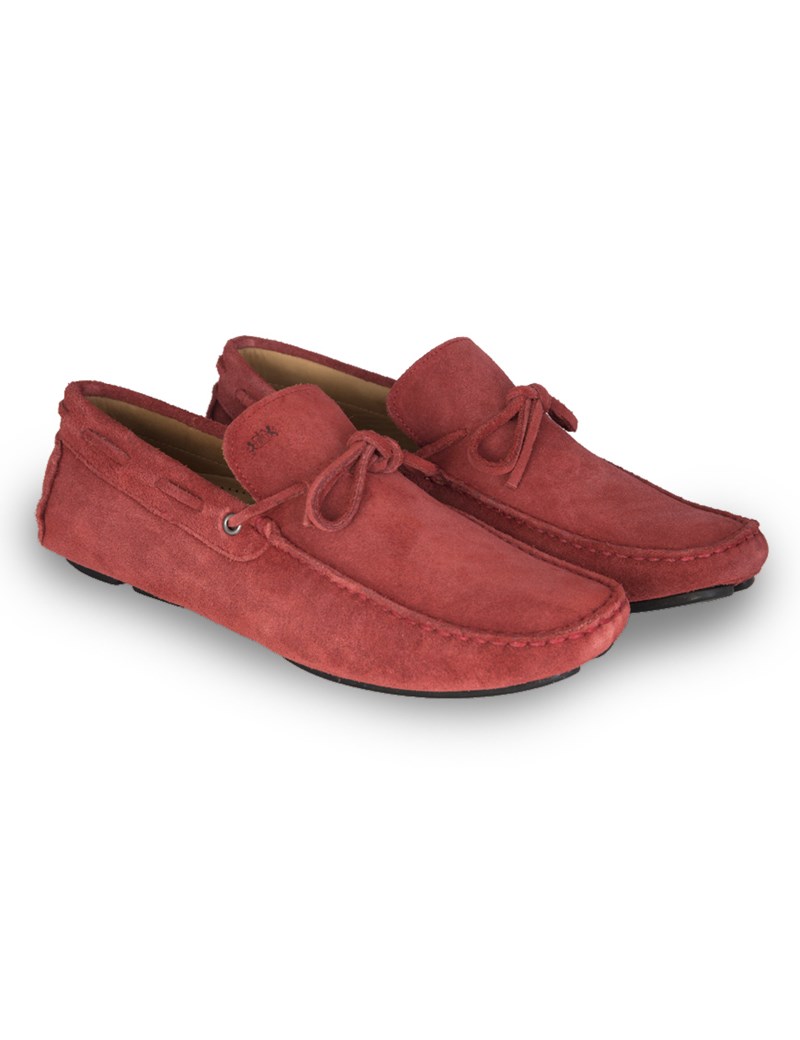 Mens Red Suede Driving Shoe Hawes And Curtis 7647