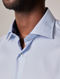 Men's Casual Light Blue Dobby Spot Slim Shirt