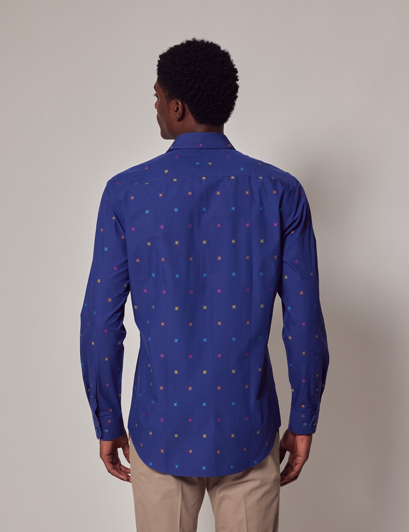 Hawes & Curtis Navy Linen Safari Shirt