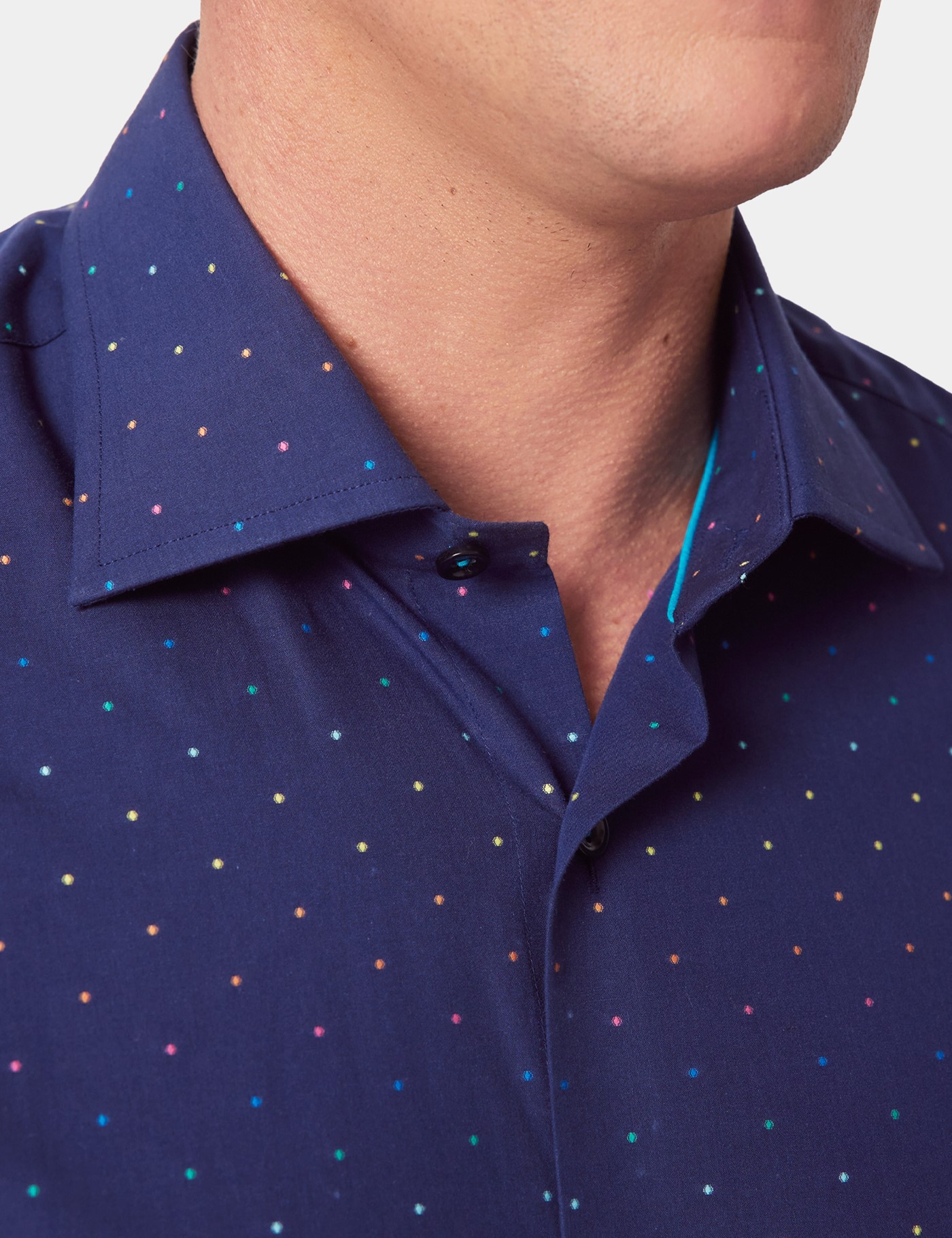 Hawes & Curtis Slim Fit Navy Micro Dots Curtis Shirt Size: XXXL image 2