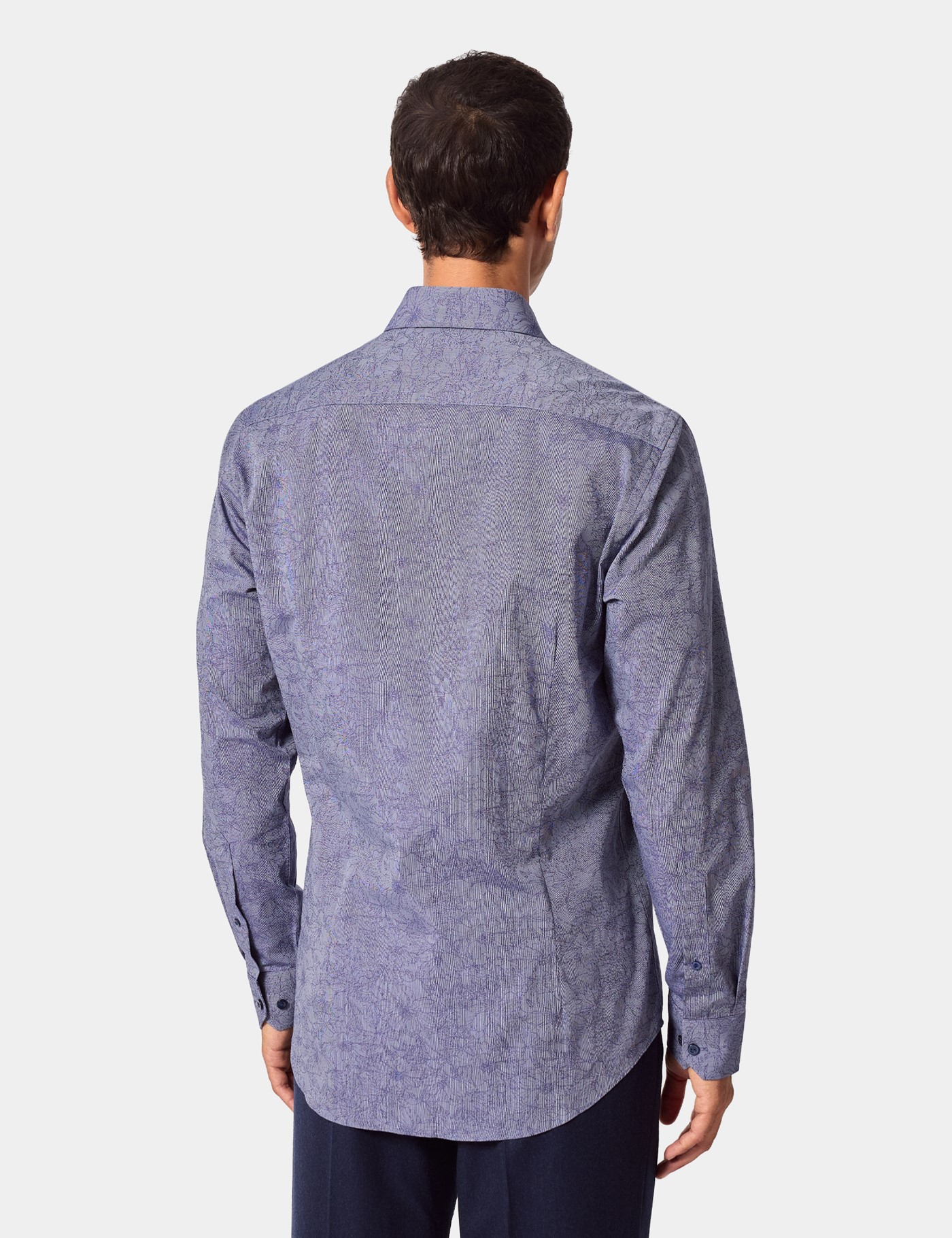Hawes & Curtis Slim Fit Navy & White Semi Plain Jacquard Curtis Shirt Size: XS image 4